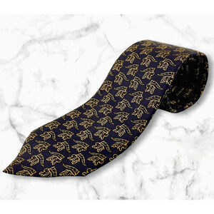Vintage Salvatore Ferragamo Silk Neck Tie Elephant Print Whimsical Luxury 90s
